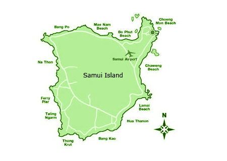 Map of Koh Samui Thailand